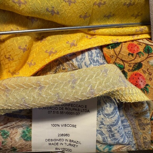 Farm Rio Yellow Floral Print Mini Dress, SZ L - Picture 7 of 7